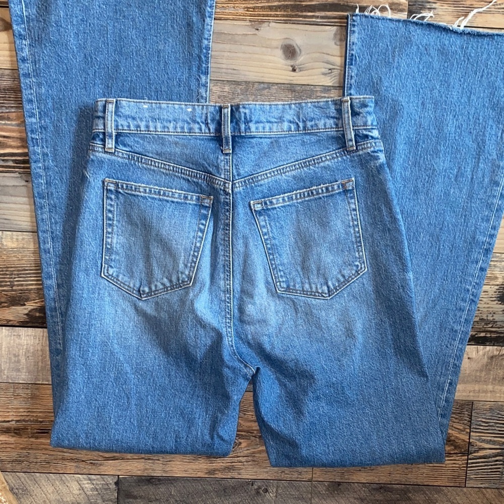 LOFT High Waist Flare Classic Blue Denim Pants - Picture 4 of 4